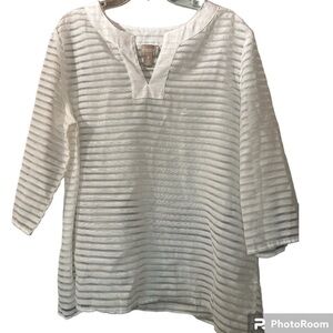 CHICO’S WHITE SEMI SHEER TOP/COVERUP